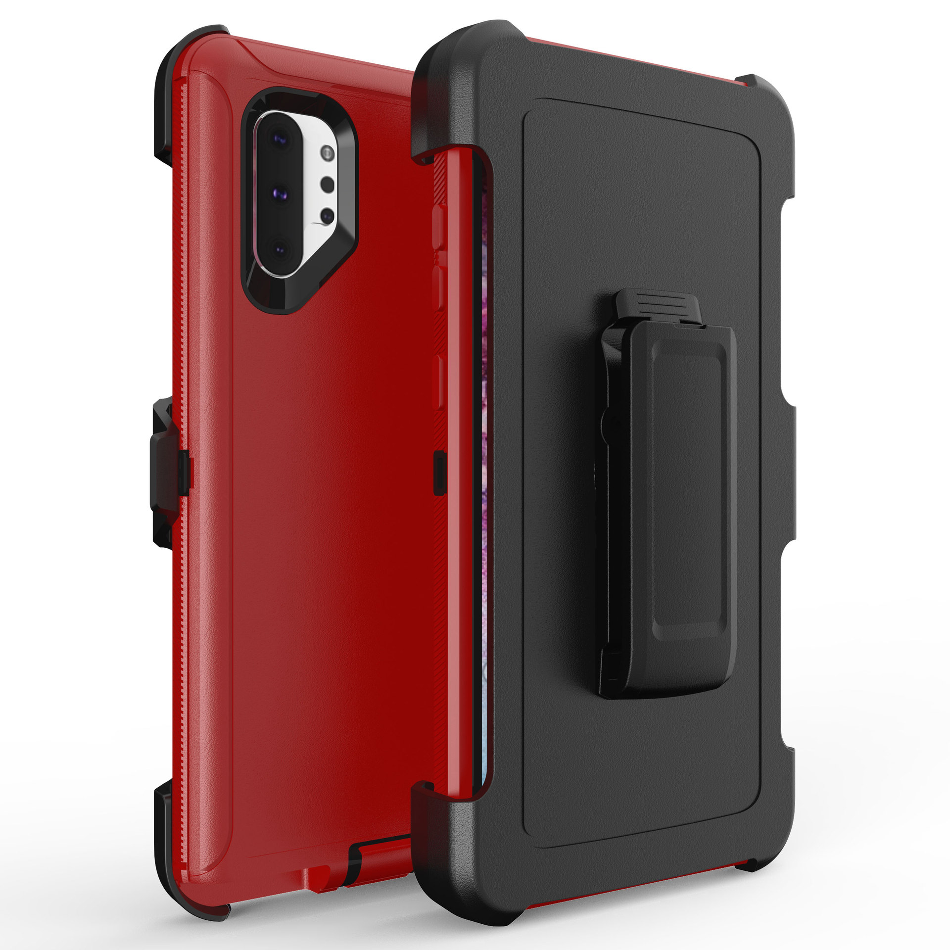 Galaxy Note 10 Armor Robot Case with Clip (Red Black)